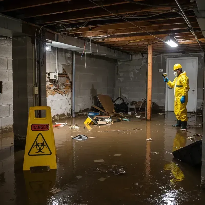 Flooded Basement Electrical Hazard in Calhoun City, MS Property