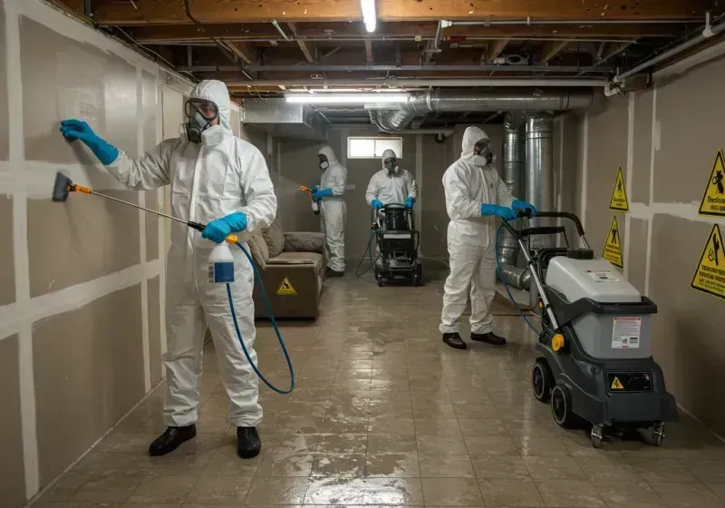 Basement Moisture Removal and Structural Drying process in Calhoun City, MS